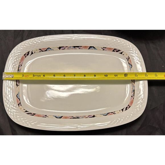 Lynns Fine China 14" Serving Platter Floral Band Design - Picture 6 of 7